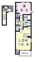 ウインドワード大野芝 1LDKの間取図画像