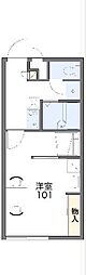 レオパレストルネード 1Kの間取図画像