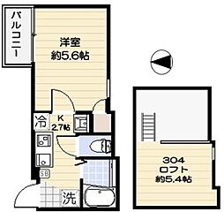 西武新宿線 沼袋駅 徒歩9分の賃貸アパート 3階1Kの間取り