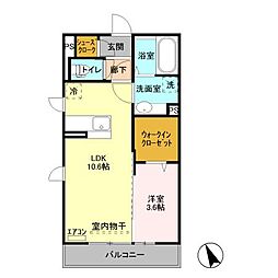 ウィステリア 3階1LDKの間取り