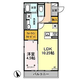 メゾン・ドゥ・ボヌール 3階1LDKの間取り