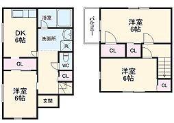 篠籠田戸建て 1階3DKの間取り