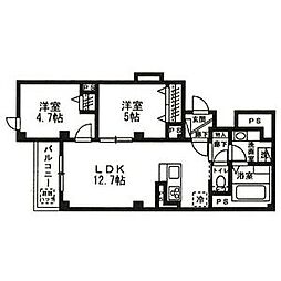 ラ・パートメント千葉 1階2LDKの間取り