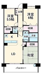東武野田線 豊四季駅 徒歩10分の賃貸マンション 2階3LDKの間取り