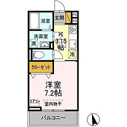 ＫＴ　5ｔｈ 1階1Kの間取り