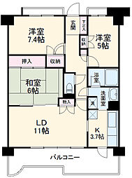 モアクレスト我孫子ヒルズ 3LDKの間取図画像