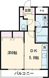 クレーテII篠崎 4階1DKの間取り