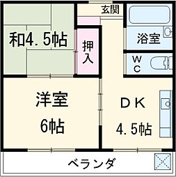 サンハイツ 2階2DKの間取り