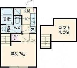 多摩都市モノレール 大塚・帝京大学駅 徒歩8分の賃貸アパート 2階1Kの間取り