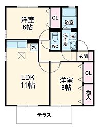 ステーションハウスリブ ＡＢＣ 1階2LDKの間取り