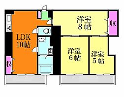 タウンハイツ亀有　2号棟 6階3LDKの間取り