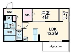 Ｄ-ｒｏｏｍやはた 1階1LDKの間取り