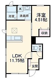 樽見鉄道 北方真桑駅 徒歩32分の賃貸アパート 1階1LDKの間取り