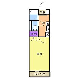 レジデンスカープ宇都宮 1Kの間取図画像