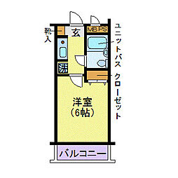 日神パレステージ橋本 2階1Kの間取り