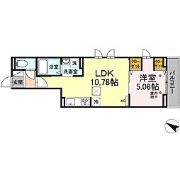 シャルマンY 1階1LDKの間取り