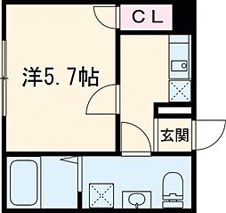 Ambition古千谷本町 3階1Kの間取り