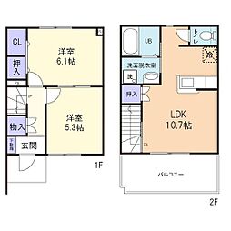 Breeze field 1階2LDKの間取り