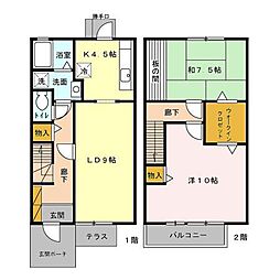 ニューレジデンス 1階2LDKの間取り