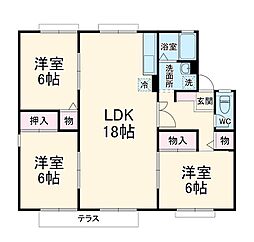 セジュール碧　Ａ 1階3LDKの間取り