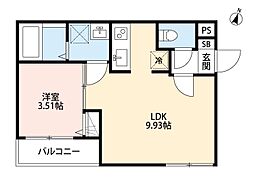CRASTINE植竹町 2階1LDKの間取り