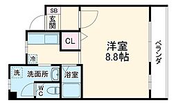 名古屋市営東山線 今池駅 徒歩7分の賃貸マンション 5階ワンルームの間取り