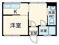 鶴見三業共同ビル 3階1Kの間取り