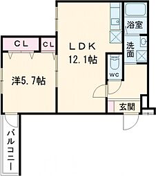 フジパレス高石駅北 1階1LDKの間取り