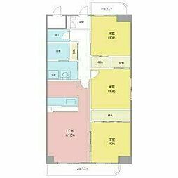 パークサイド雁宿1号館 4階3LDKの間取り