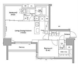 都営三田線 西巣鴨駅 徒歩3分の賃貸マンション 4階2LDKの間取り