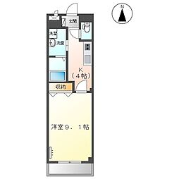 ダイヤモンドヒルズ 1階1Kの間取り