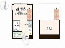 ハーモニーテラスHT矢向 1階ワンルームの間取り