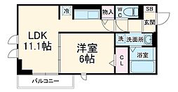 JR川越線 西大宮駅 徒歩10分の賃貸アパート 3階1LDKの間取り