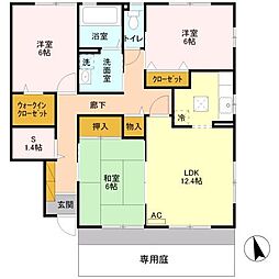 パティオ　Ｅ 1階3LDKの間取り