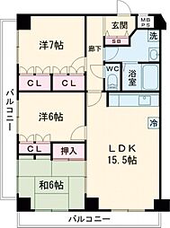 ロイヤルハウス都立大 2階3LDKの間取り
