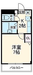 ＪＣ　ＰＡＲＫみずほ台 1階1Kの間取り