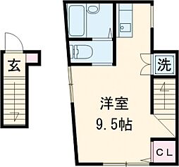 東急大井町線 等々力駅 徒歩12分の賃貸アパート 2階ワンルームの間取り