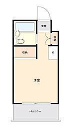 エル・ヴィーナ朝霞 2階ワンルームの間取り