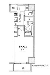 フウキレジデンス関目 2階1Kの間取り
