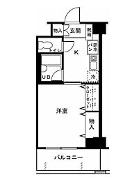 アーバンハイツ土志田 3階1Kの間取り