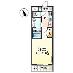 ジョン・ベール桜台 2階1Kの間取り