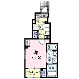 ユーフォリア 1階1Kの間取り