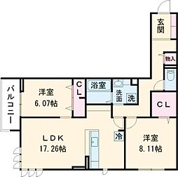 JR南武線 西府駅 徒歩6分の賃貸アパート 2階2LDKの間取り