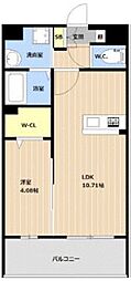 LIBTHおもろまち駅前 2階1LDKの間取り