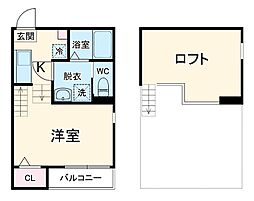 JR中央本線 新守山駅 徒歩8分の賃貸アパート 2階1Kの間取り