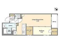 東急東横線 祐天寺駅 徒歩14分の賃貸マンション 3階1SLDKの間取り