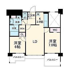 ゼスタ浄水駅前 5階2LDKの間取り