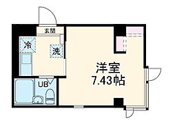 福栄ビル 2階1Kの間取り