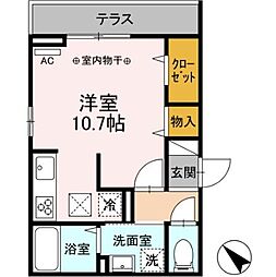 JR横浜線 相模原駅 徒歩9分の賃貸アパート 1階ワンルームの間取り
