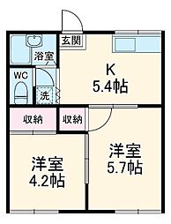 リブレス佐倉II 1階2Kの間取り